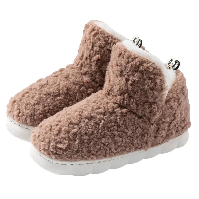 High-top velvet cotton slippers, couples can wear bags and warm new simple casual home fluffy cotton boots