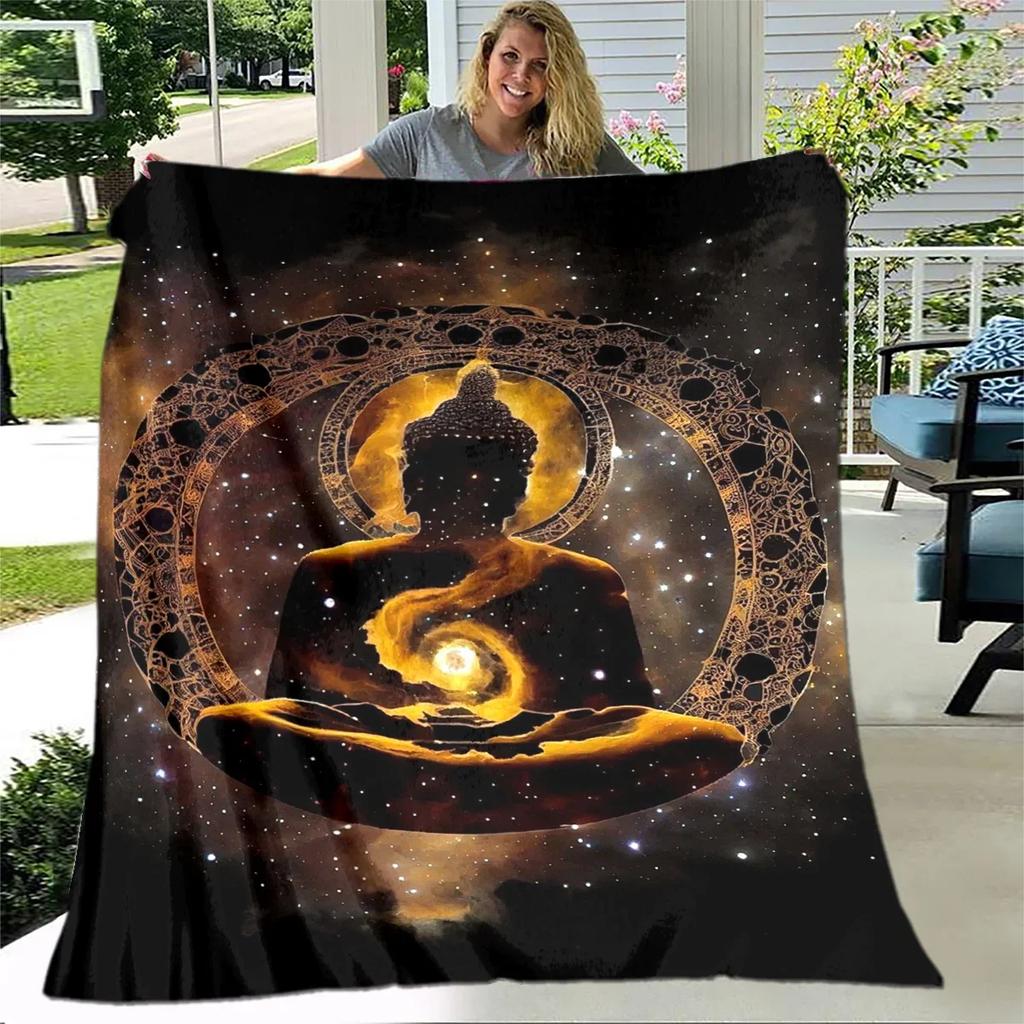 Buddha Sakyamuni Buddhisme Tro Religion Blødt Plys Tæppe, Flanel Tæppe Kastetæppe til Stue Soveværelse Seng Sofa Bed