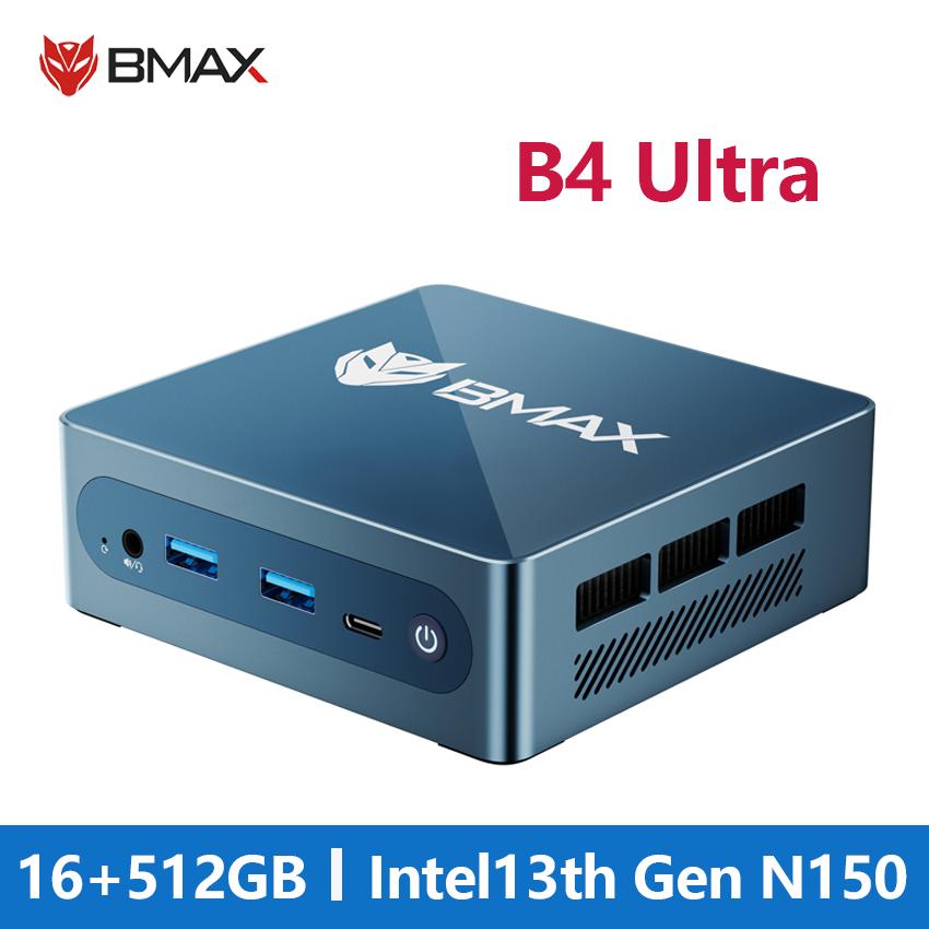 

Мини-ПК Bmax B4 Ultra Intel 13-го поколения N150 До 3,6 ГГц 16 ГБ DDR4 512 ГБ M.2 SSD Микронастольный компьютер 4K UHD Двухдиапазонный Wi-Fi Богатые типы интерфейсов
