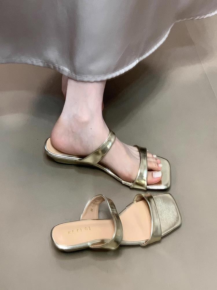 Women's 2026 Platform Open-Toe Summer Sandals – New Style Fashion Square-Toe Single Strap Commuting Slippers
