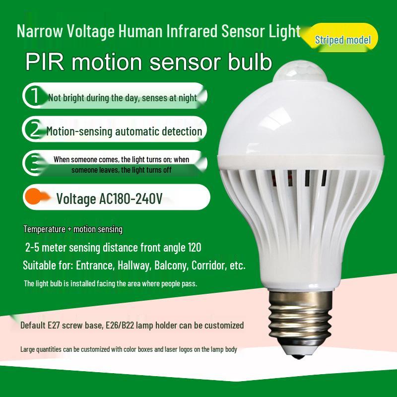 Infrared Motion Sensor Light Bulb with Sound and Light Control