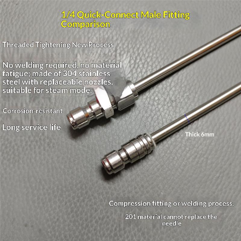 1Pc Stainless Steel High Pressure Cleaning Needle Nozzle 1/4" Quick Connect For Deep Cleaning Ac Water Heater Cleaning