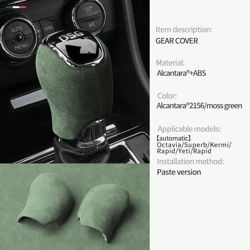 Car Center Console Gear Shift Head Knob Cover Trim For Skoda Octavia Superb Kermi Rapid Yeti Rapid Alcantara Suede Accessories