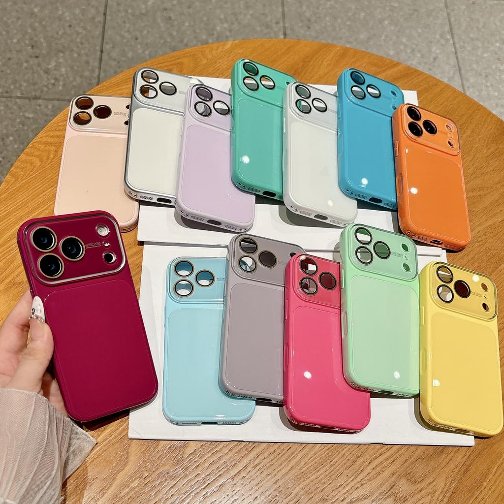 Summer solid color becomes larger in seconds, and the window is suitable for Apple 17promax mobile phone case iPhone16pro all-inclusive 14/15.