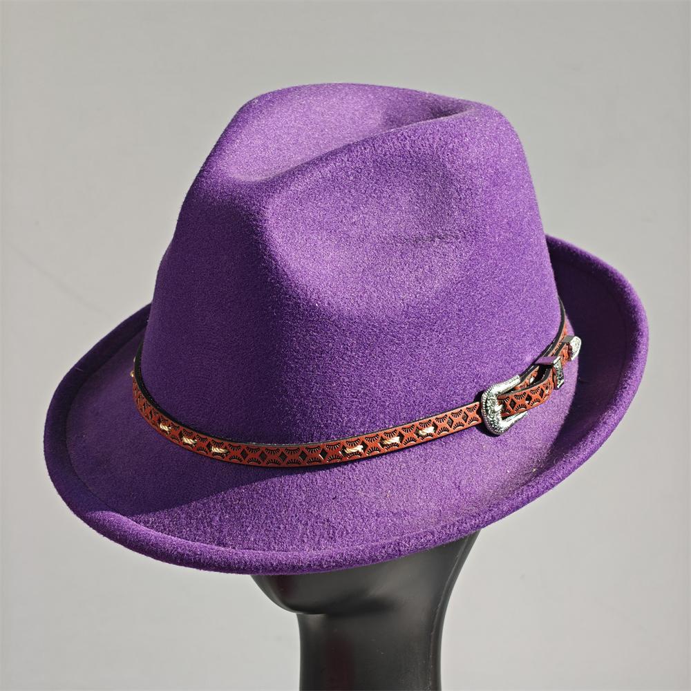 Felt Panama Fedora Hat Short Brim Trilby Flat Hat For Men Women Homburg Church Jazz Hat Adjustable