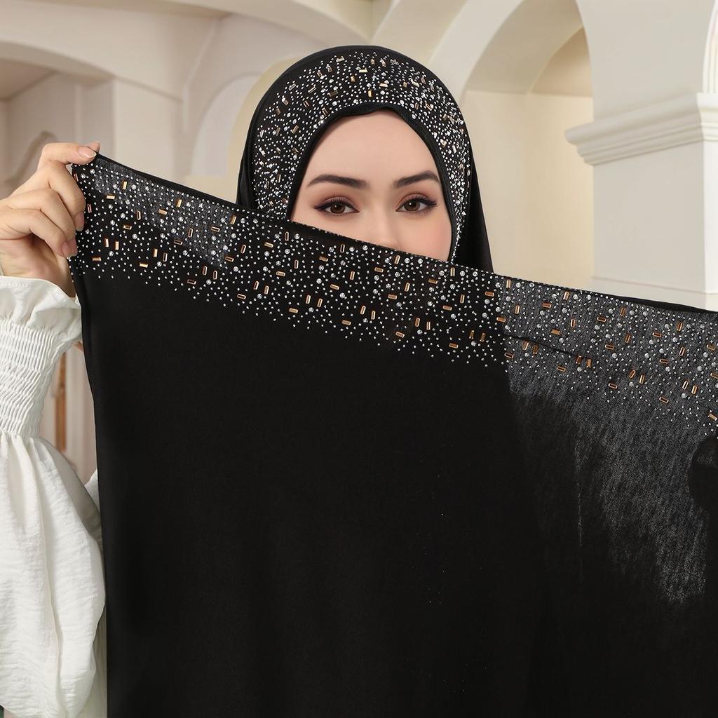 Diamond Modal Jersey Instant Hijab Scarf Woman Muslim Shawls Ladies Soft Wraps Solid Color Islamic Headband Turban 170*60cm