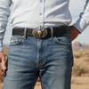 Fashion Carved Western Cowboy Belt Retro Vintage Embossed Belt Cow Head Buckle Jeans Pants Belt For Man Women