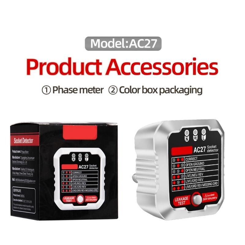 Outlet Tester Advanced Receptacle Tester with Voltage-Display 250V Power Socket Automatic Electric Circuit Polarity-