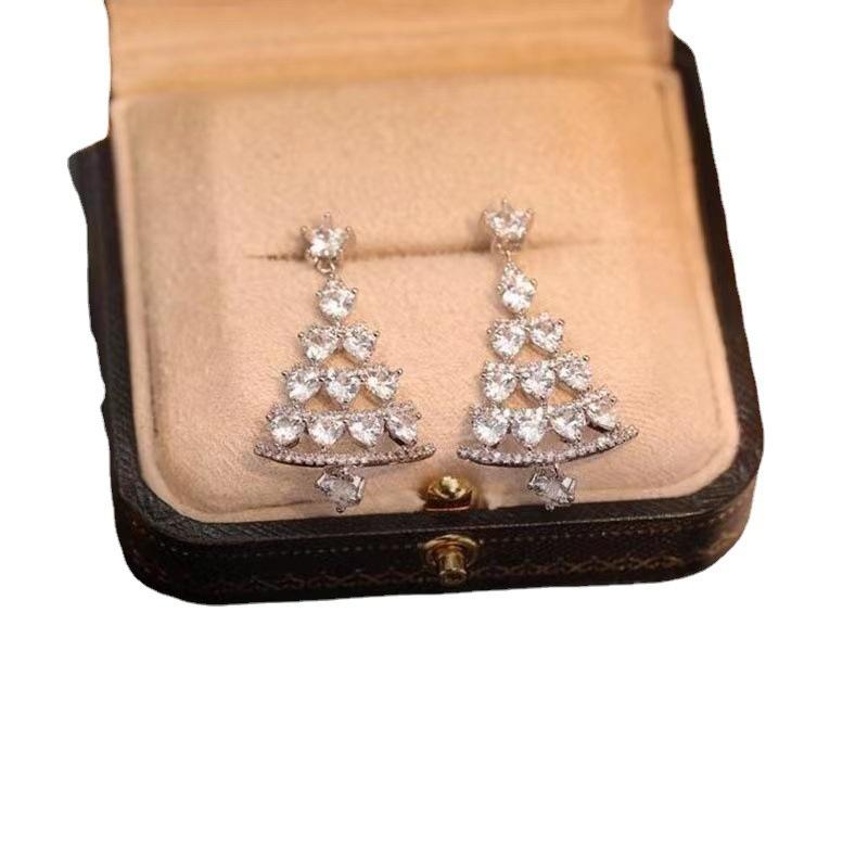 New Christmas tree stud earrings women's temperament versatile earrings show face thin earrings