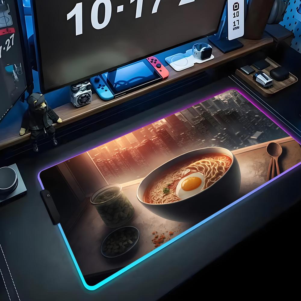 

Аниме Рамен Коврик для мыши RGB Игровой коврик для мыши Большой светодиодный коврик Настольный коврик для ПК Светящийся коврик для мыши Большие коврики для клавиатуры Настольный ковер с подсветкой RGB600x300x3mm