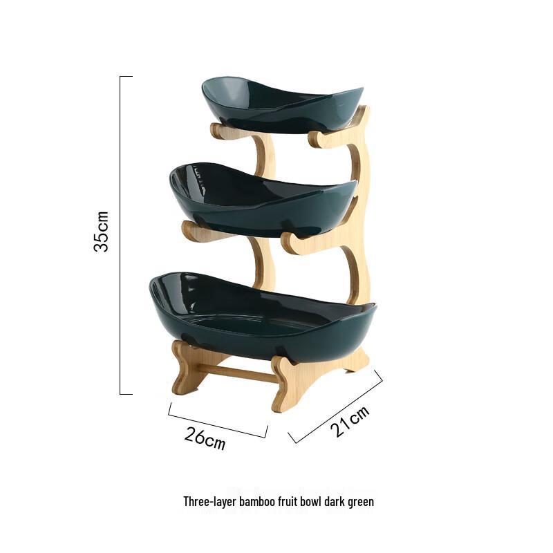 

ZISIZ Ceramic Bamboo Multi-Tier Snack Fruit Plate