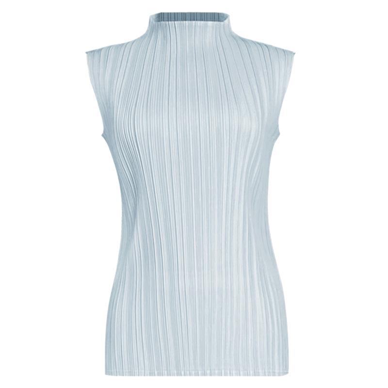 Miyake 2025 Sommer Damen Slim Ärmellos Stehkragen Weste - Vielseitiges Basic-Top