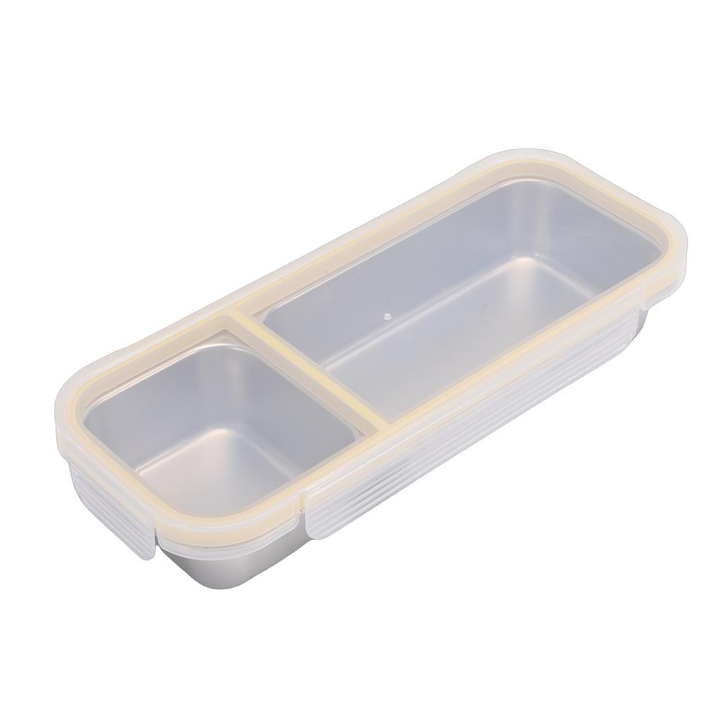 Portable Snack Container 304 Stainless Steel Sealed 2 Compartment Food Storage Container for Travel Camping Picnic