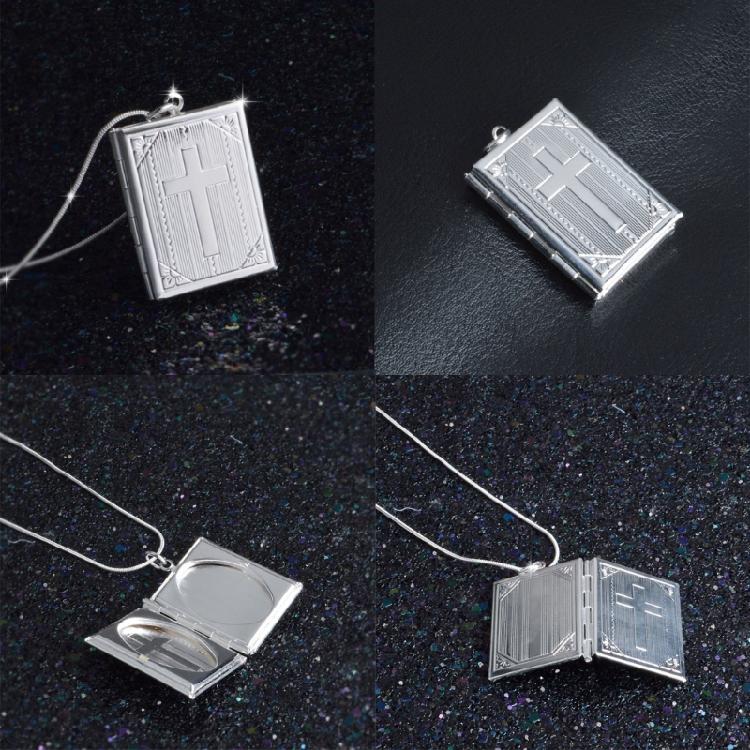 Necklace Pendant Hinged Book Cross Charm Necklace Religious Gifts for Women Girl