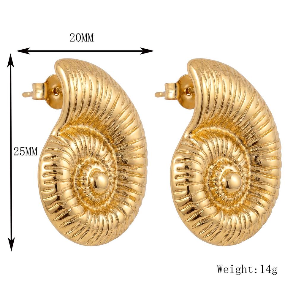 European Stainless Steel 18k Spiral Earrings: Fashionable, Simple, High-End Luxury Feel