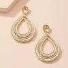 Europe and America Exaggerated Vintage Metal Waterdrop Earrings for Women Girls Double Layered Long Earrings Chunky Jewelry Gift