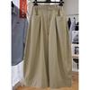 Khaki Korean Style High-Waisted Wide-Leg Slimming Pants for Women