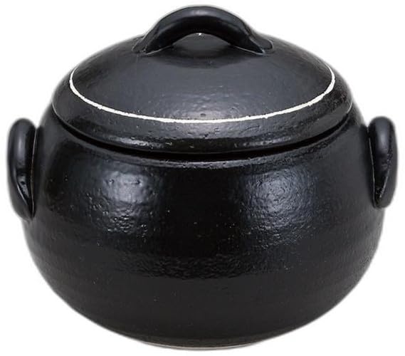 Glossy Black Rice Capacity X 18 X Ceramic Rice Can Be Used On an Open Setomonohonpo Cooker, 3-Cup [20 16cm] Cooker, Flame,