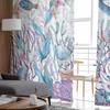 Summer Watercolor Ocean Shells Whales Starfish Window Tulle Curtains for Living Room Hotel Luxury Decoration Sheer Curtains