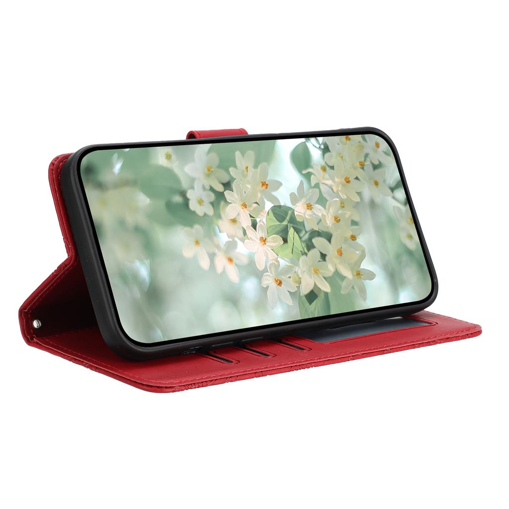 For iPhone 16 Plus Case Flower Imprint Leather Flip Wallet Phone Cover with Wrist Strap