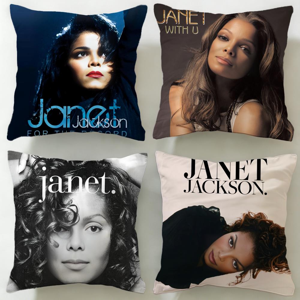 classic singer Janet Jackson Cushion Cover Soft EasyWash Pillow Case Versatile for Couch Bed Travel and Office