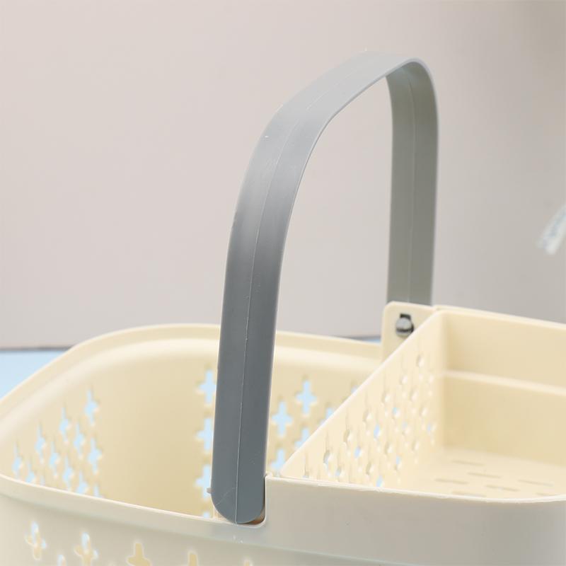 Cesto Organizer in Plastica con Manici Drenante Contenitore per Articoli da Toeletta Cesto Impilabile per Bagno Cucina Campeggio Palestra