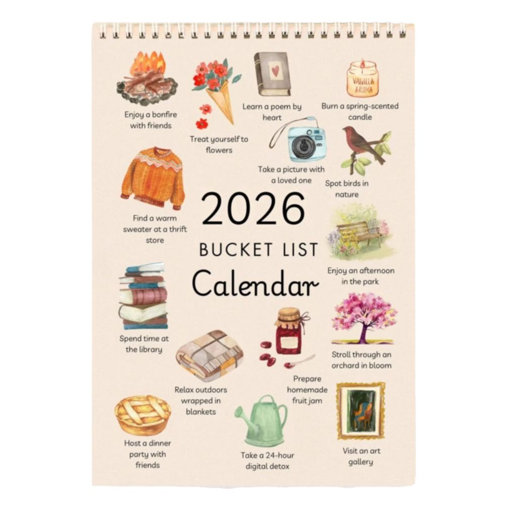 Notes Planning 2026 Wall Calendar Simple Style Desktop Calendar Premium Bucket List Calendar  Gifts