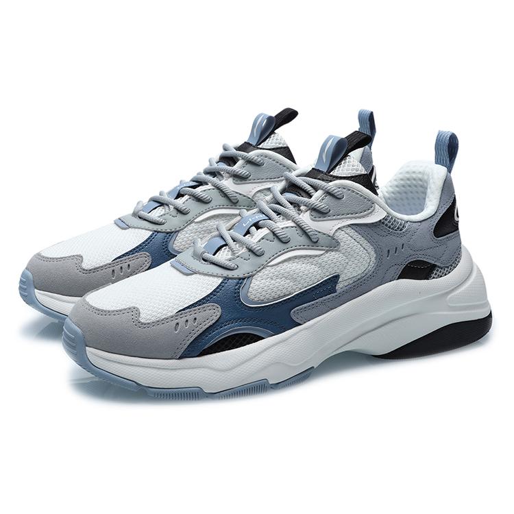 Chaussures de course basses résistantes à l'abrasion Li Ning pour homme Blanc Bleu AGCR205-3