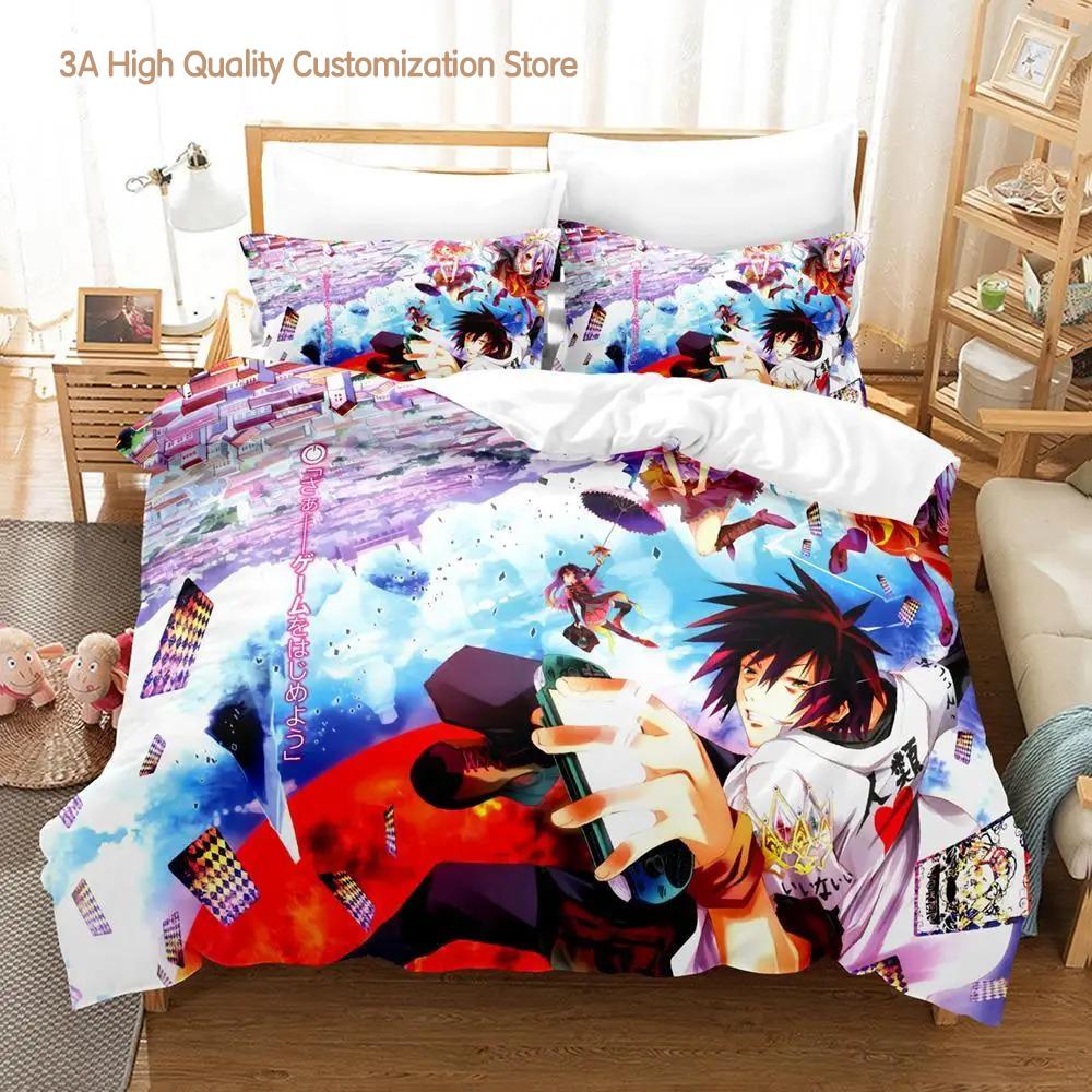 Comforter No Game No Life Bedding Set Cartoon Anime Three-Piece Set Adult Boys Bedroom S 3D Kawaii Girl