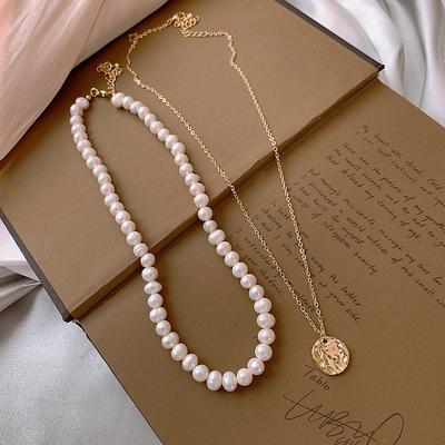 Heißer Verkauf Mode Natürliche Süßwasserperle 14K Gold Filled Damen Choker Halskette Großhandel Für Frauen Geschenke Kein Verblassen