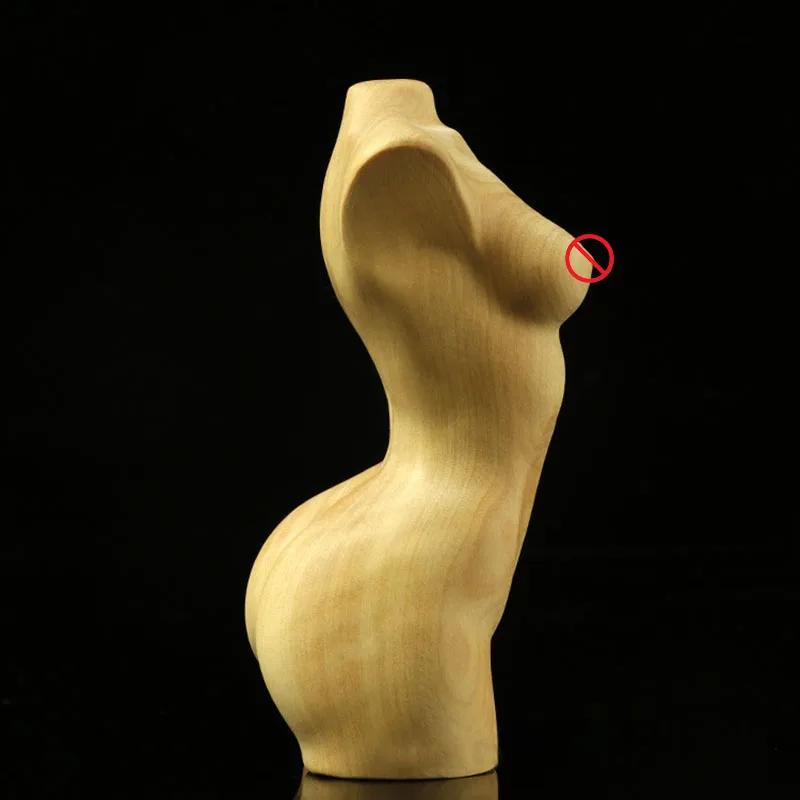 Body Art Sculpture Ornaments Wooden Bust Portrait Figurines Boxwood Wood Carving Craft Statue Home Decoration Accessories Modern