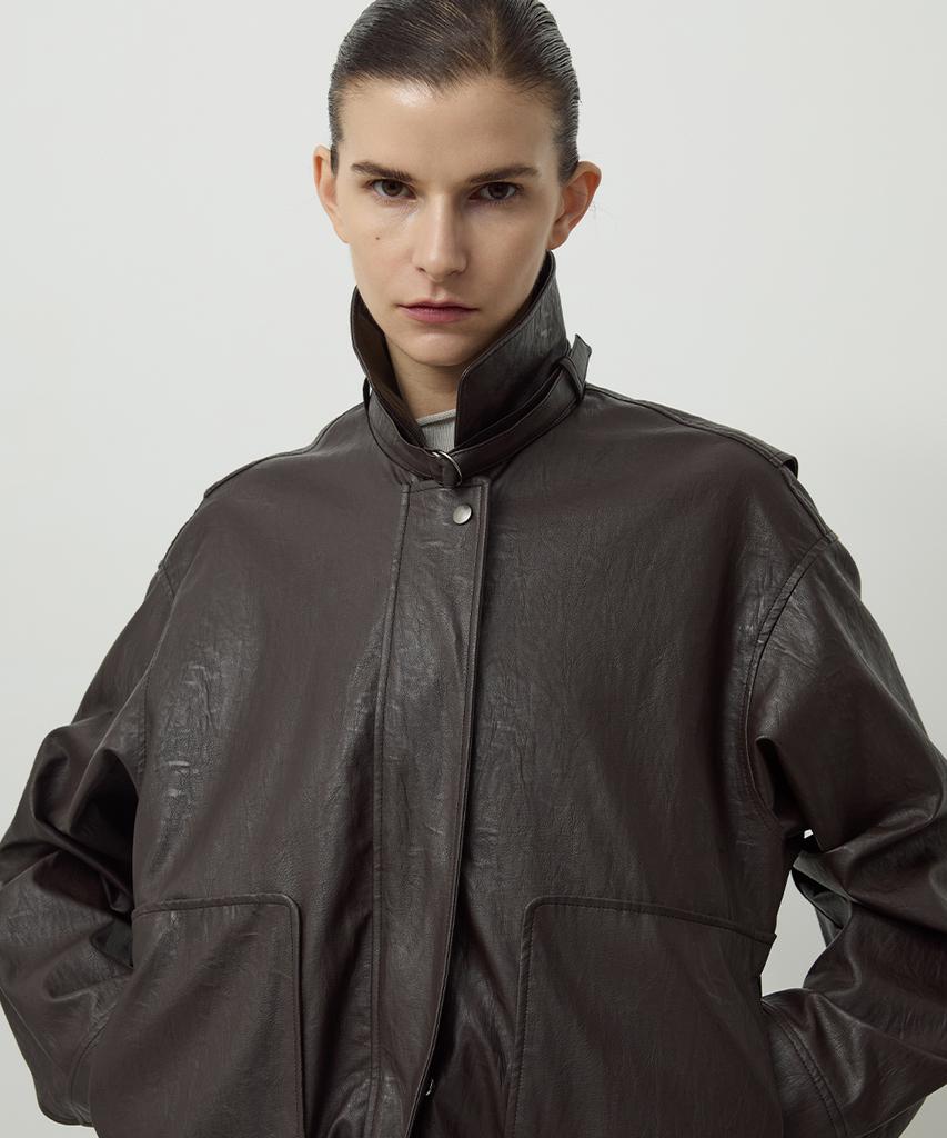 Rough Side White Label Cocoon Blouson Chocolate