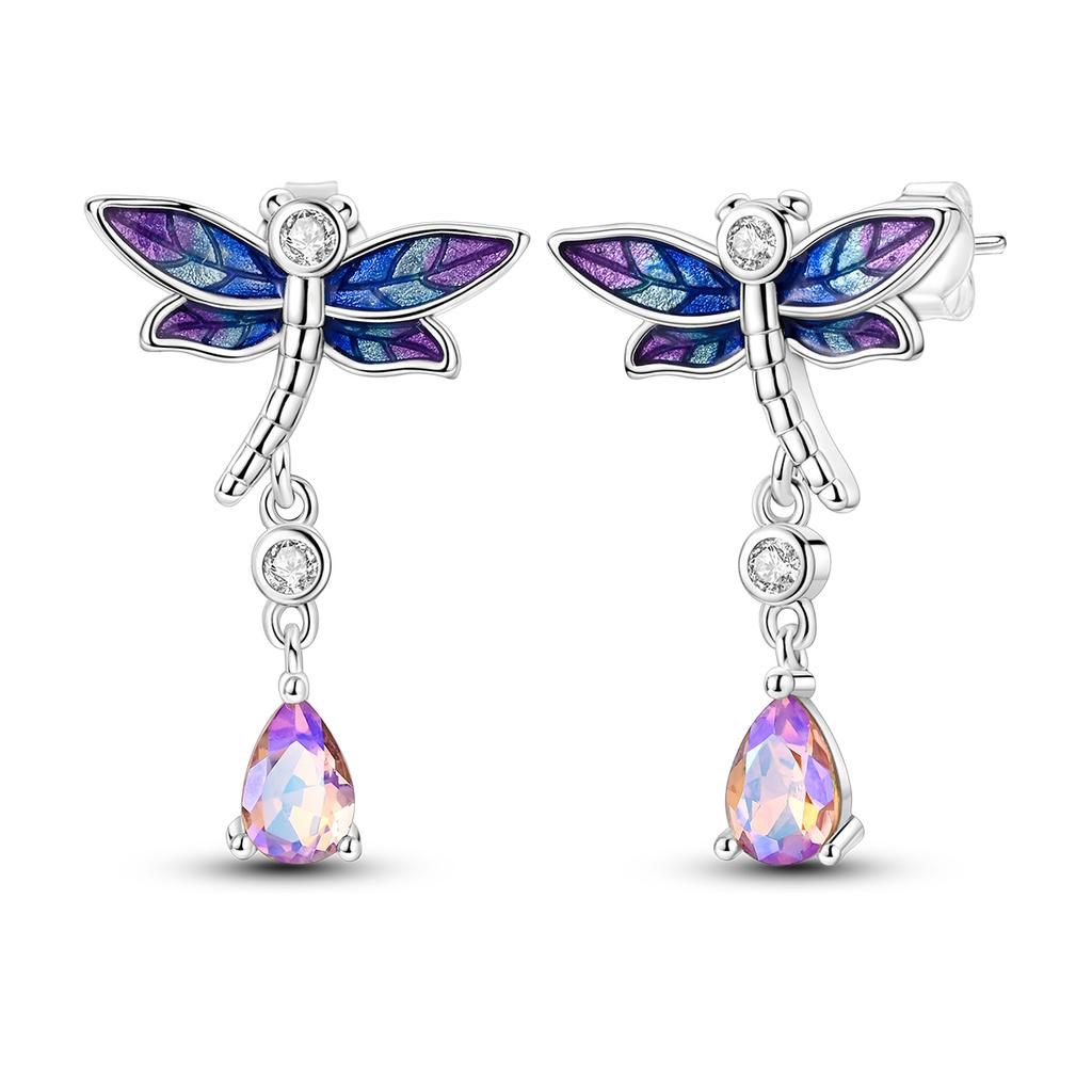 925 Silver Dragonfly Hoop Earrings Exquisite Jewelry For Women Fine Birthday Party Gifts