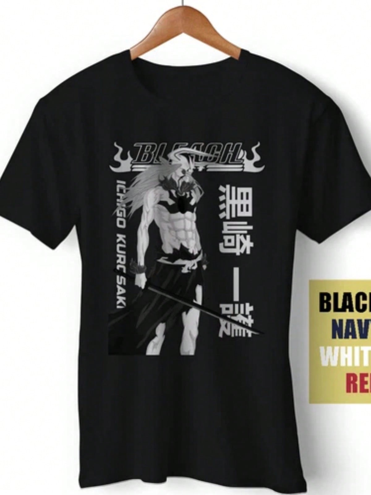 Ichigo Kurosaki Hollow Bankai Bleach Anime Manga Kenpachi Funny Gift T-Shirt S чёрный