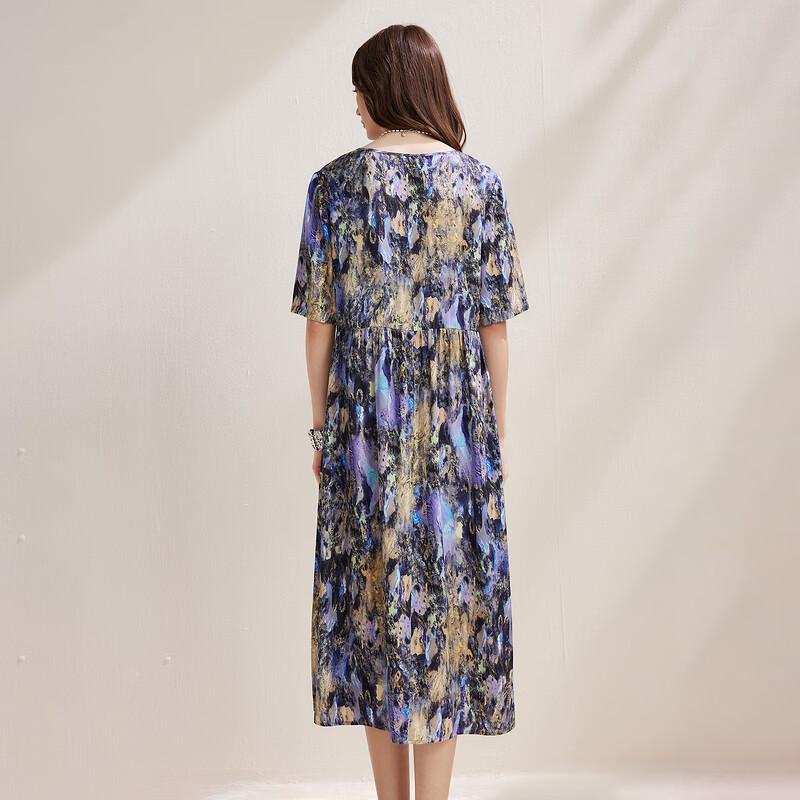 Zhaojun 2026 Spring/Summer Floral Mulberry Silk Half-Sleeve Dress