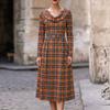 Autumn and Winter European and American New Women's Clothing Plaid Long Dress Printed Women's Clothing Dress Women