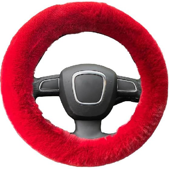 Fluffy Steering Wheel Cover For Women, YUNXNYC Fuzzy Winter Fashion Wool Fur Soft Furry Steering Wheel Covers Warm Plush Non-Slip Car Decoration