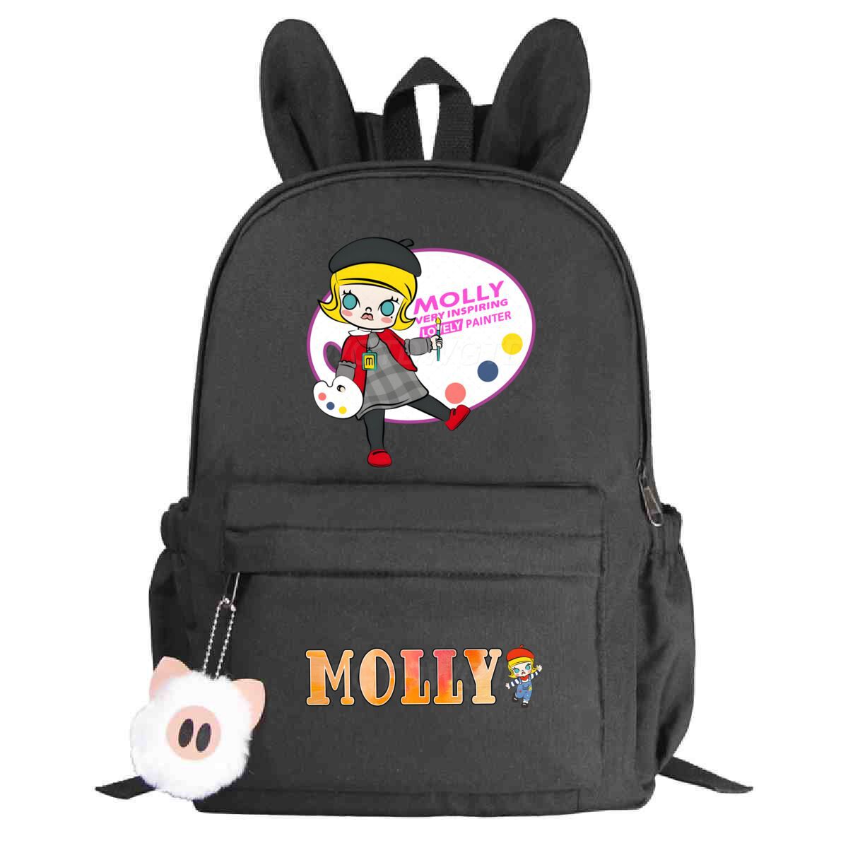 Cute Cartoon Printed Rabbit Ear Backpack Male And Female Versatile Student Bag no specification