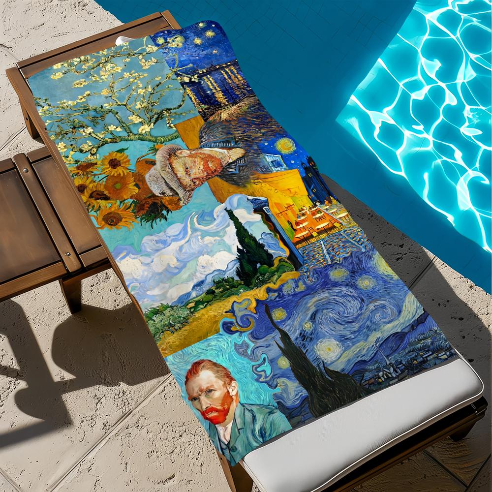 

V-van art Towel Beach Quick Dry Soft G-Gogh Pool Towels Gift for Travel Gym Shower Camping sports W30*H60(CM)