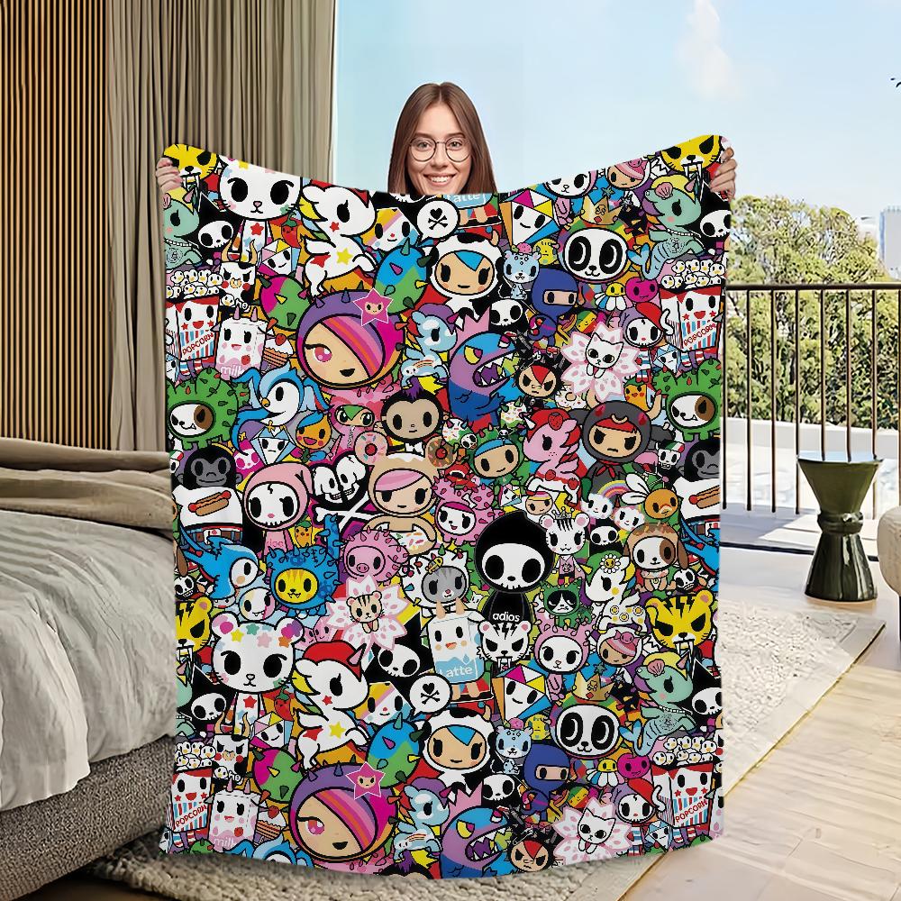 cool cartoon kawaii funny art T-Tokidoki Flannel warm soft plush blanket sofa living room hogar office bedroom travel gift home