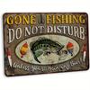 Vintage Metal Wall Art Sign  Rustic Iron FishingThemed Decor with Humorous Gone Fishing Dont Disturb Design Distressed Tin