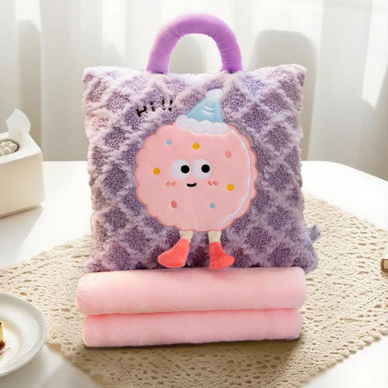 Cartoon Portable Pillow Quilt 2-in-1 Pillow Blanket Office Nap Pillow Car Folding Dopamine Pillow