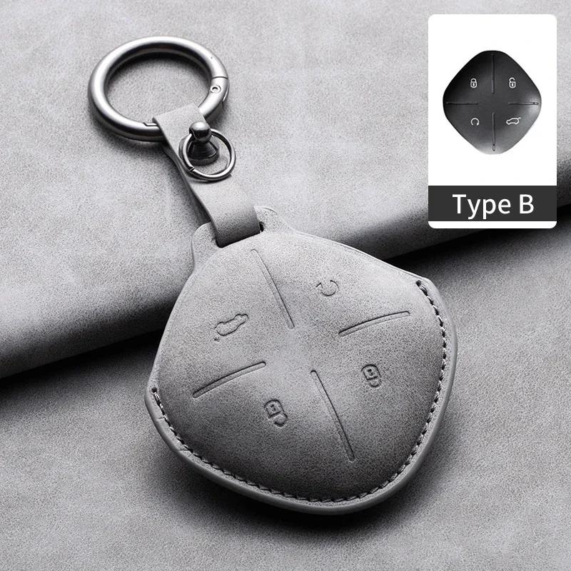 Leather Car Key Case Cover Shell for Chery Jetour DASHING X-1 Plus DTC 2022 2023 2024 X70 PLUS Coupe X90 PLUS X70S X95 Keychain
