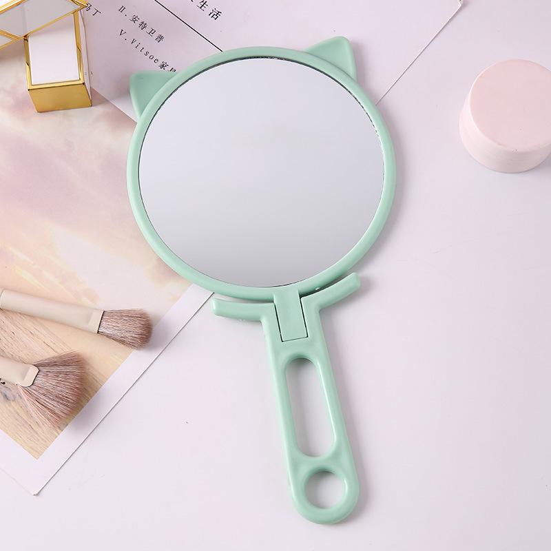

1 шт. Простое портативное зеркало для макияжа с кошачьими ушками, портативное складное зеркало двойного назначения, доступное студенческое зеркало для макияжа с ручкой зелёный