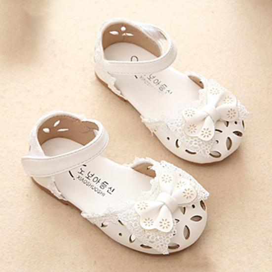 1 Pair Girl Sandals Sweet Bow Knot Soft Hollow-out Design Children Shoes for Summer