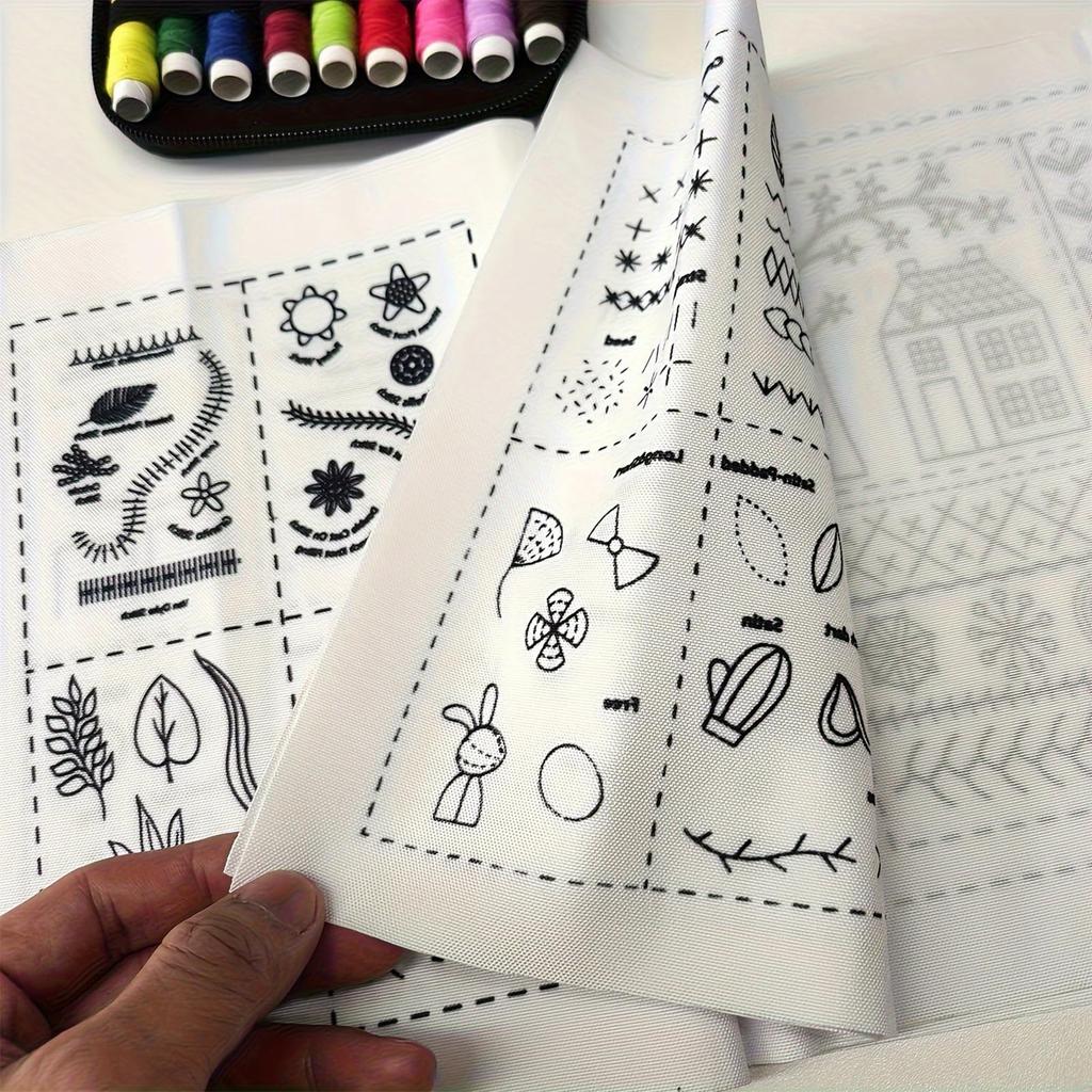 DIY Book Embroidery, Embroidery Book Kit, Sewing Patterns Guide With 86+ Patterns, 86 Unique Stitches, Tools Set,