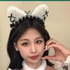 Lace Bowknot Cats Ear Hairhoop for Cats Women Roleplay Anime Maid Headband Party Costume Accessories Christmas Hairband