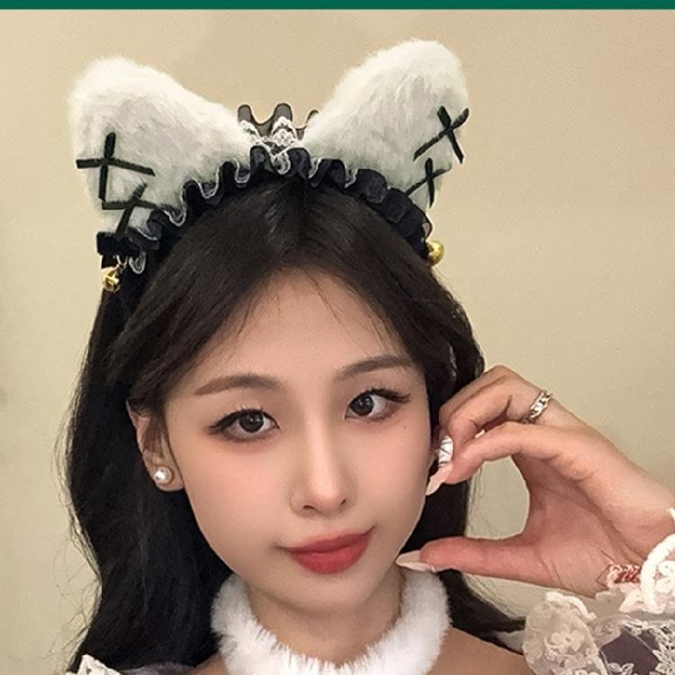 Lace Bowknot Cats Ear Hairhoop for Cats Women Roleplay Anime Maid Headband Party Costume Accessories Christmas Hairband