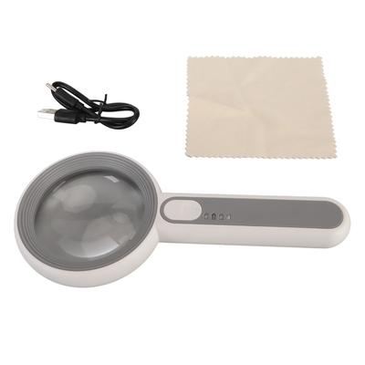 Handheld LED Magnifying Glass Touch Control Rechargeable Portable Illuminated Magnifier with 16 LED