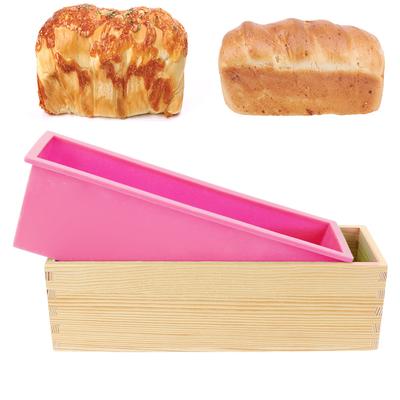 Toast Kuchen Kastenform Silikon Seifenform mit Holzbox Rechteckig Backen DIY Handgemachtes Werkzeug